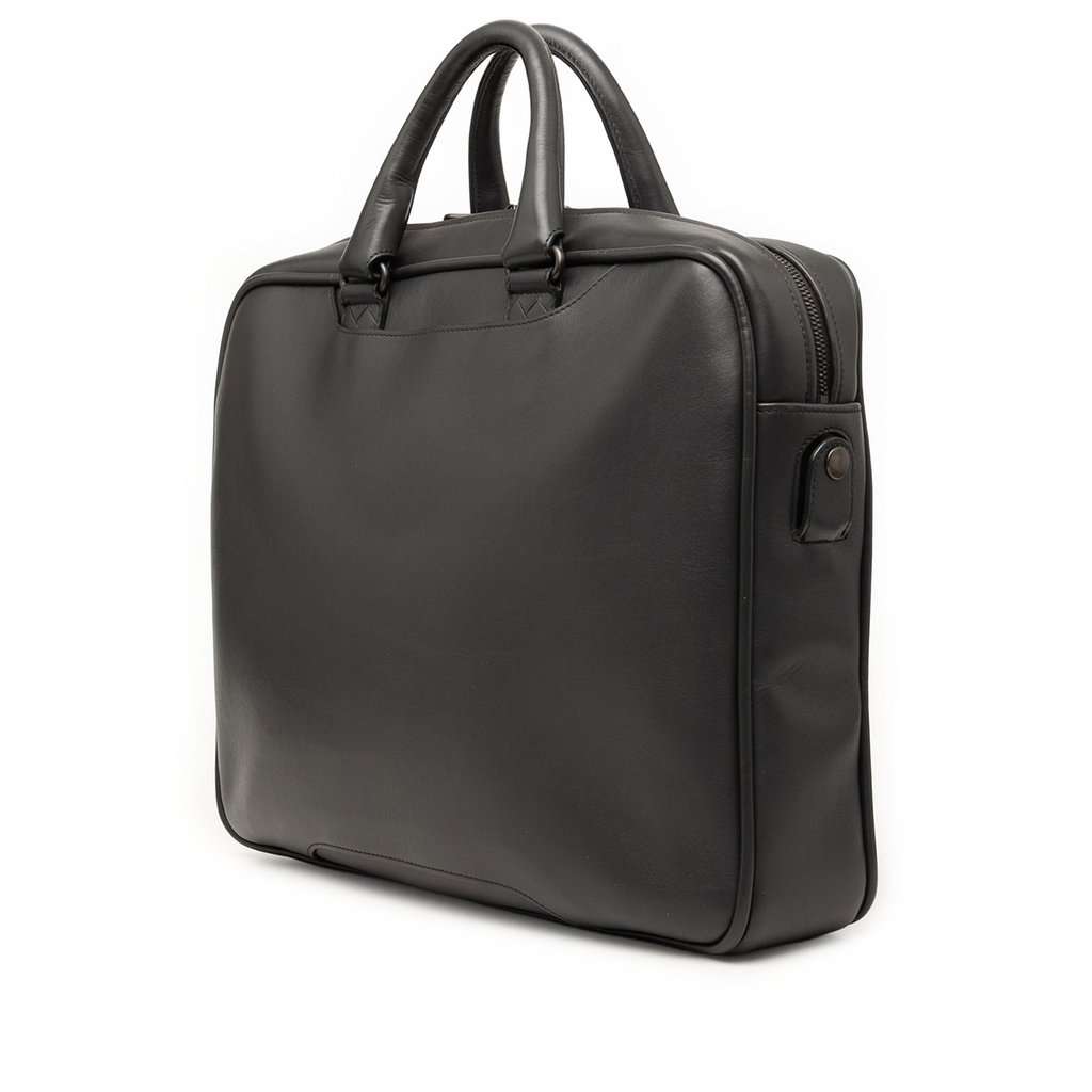 Bottega Veneta Intrecciato Trimmed Leather Briefcase Black Leather Very good condition - Back View