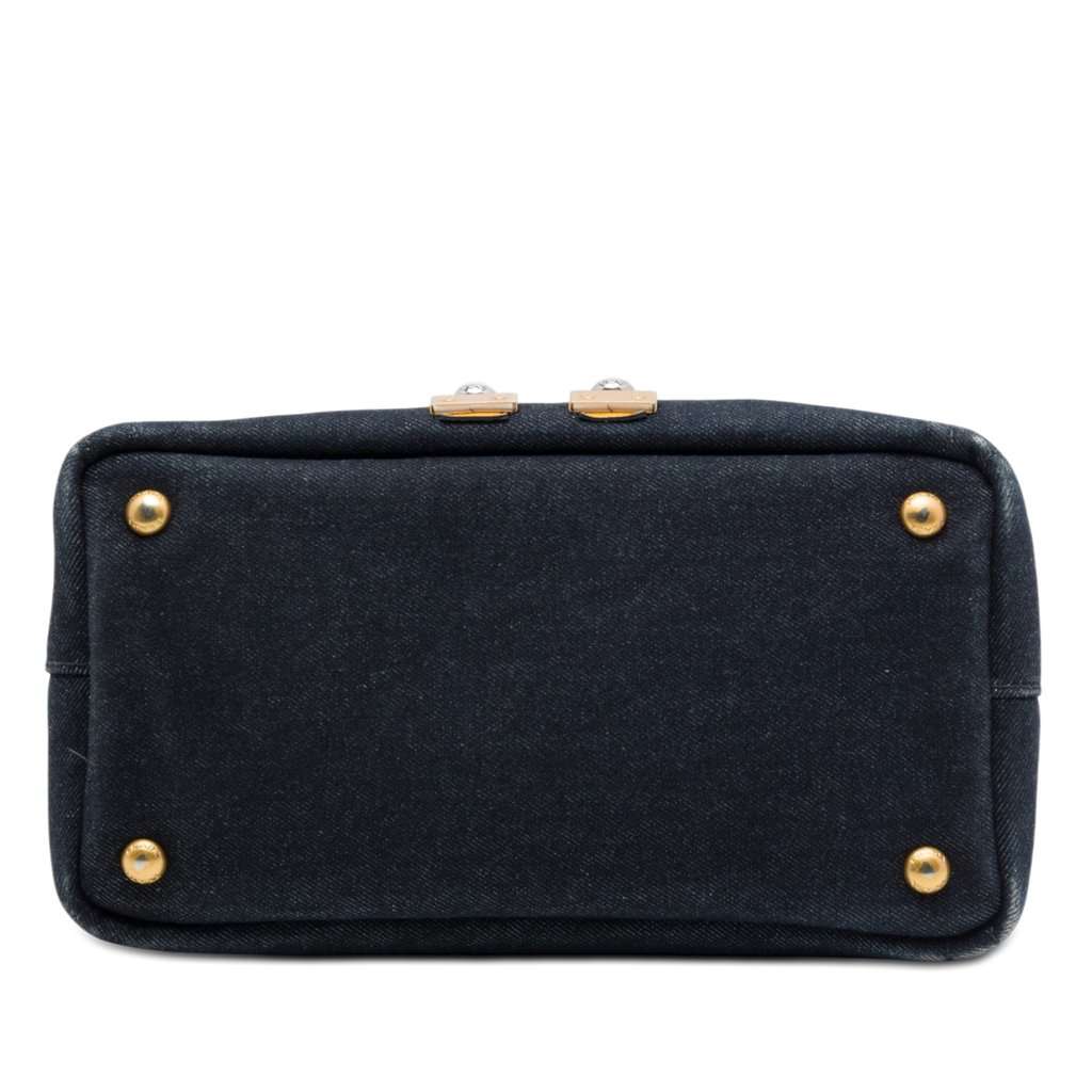 Prada Small Saffiano Trimmed Denim Canapa Robot Satchel Black Very good condition - Inside View
