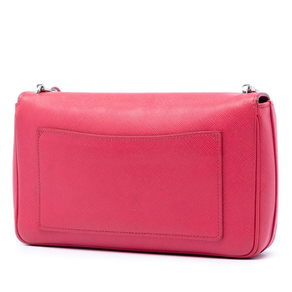 Prada Saffiano Sound Lock Crossbody Pink Leather Very good condition - Back View