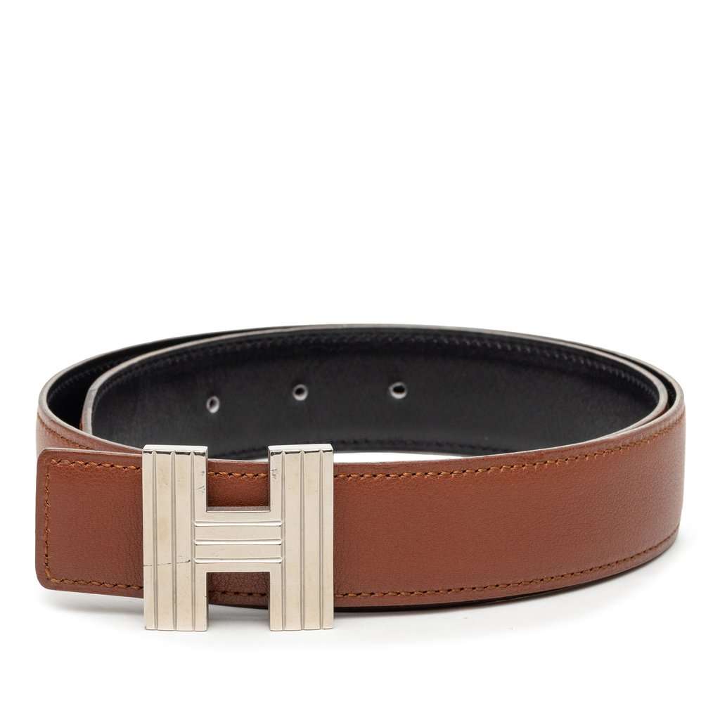Hermès Chevre Mysore Cadena H Reversible Belt Brown Leather Very good - Front View