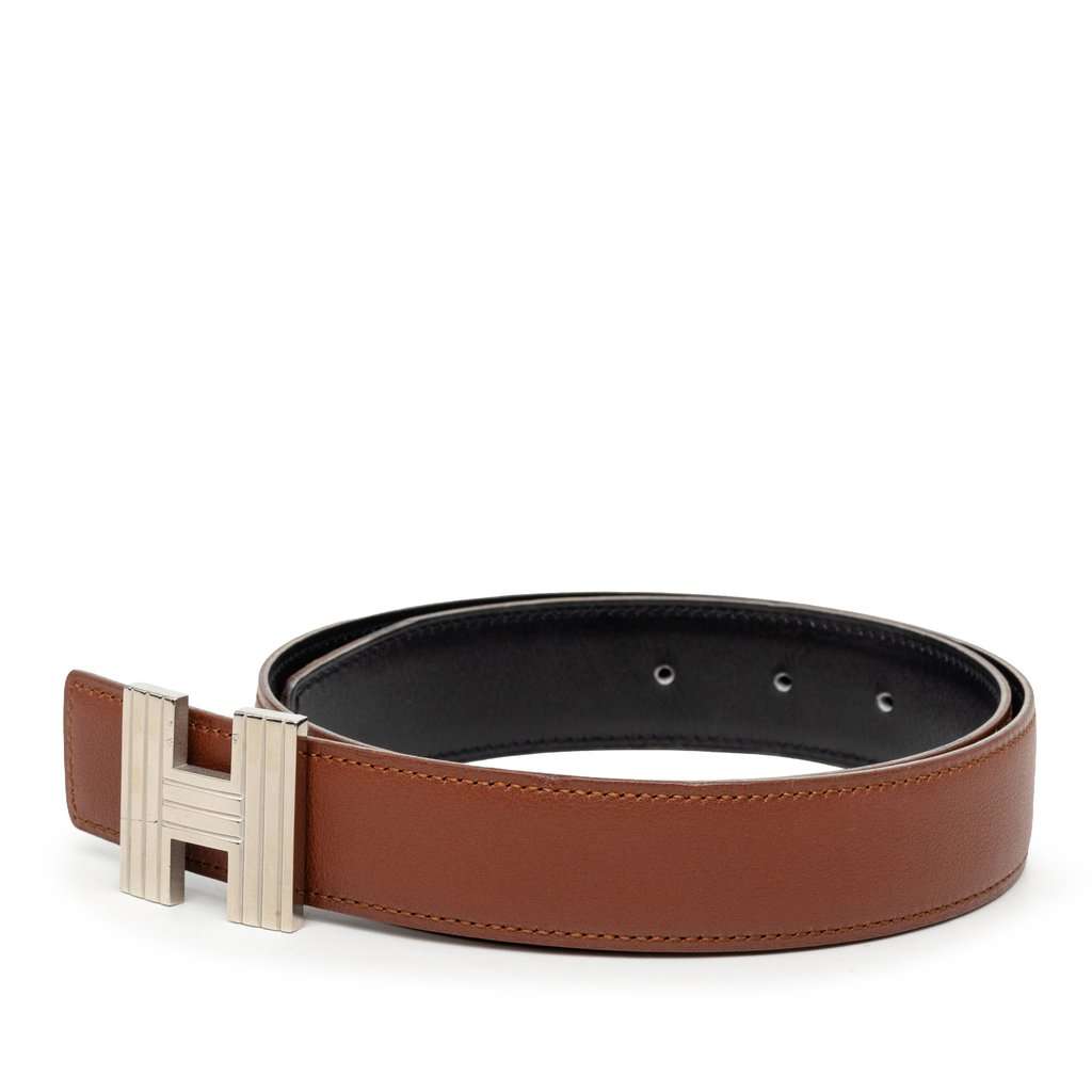 Hermès Chevre Mysore Cadena H Reversible Belt Brown Leather Very good - Back View