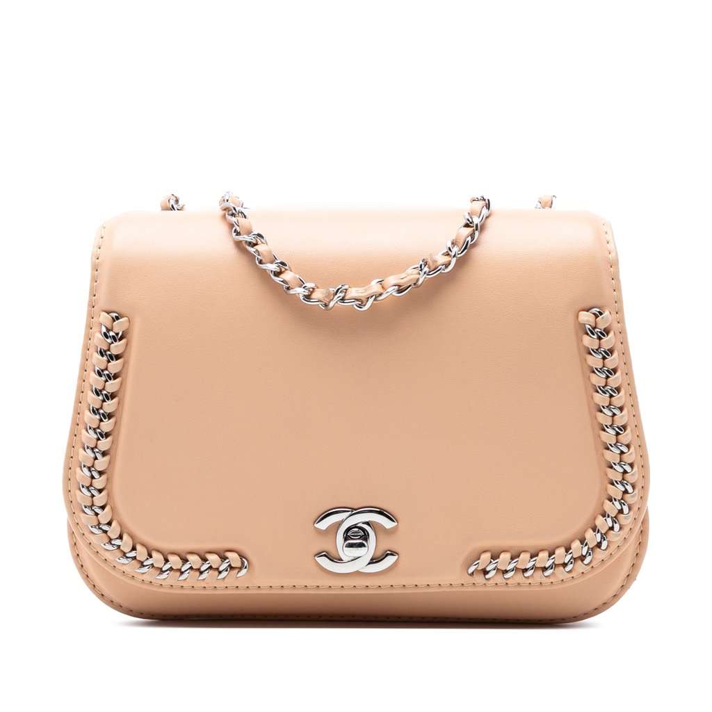 Chanel Small Calfskin Braided Chic Flap Brown Leather Very good condition - Front View