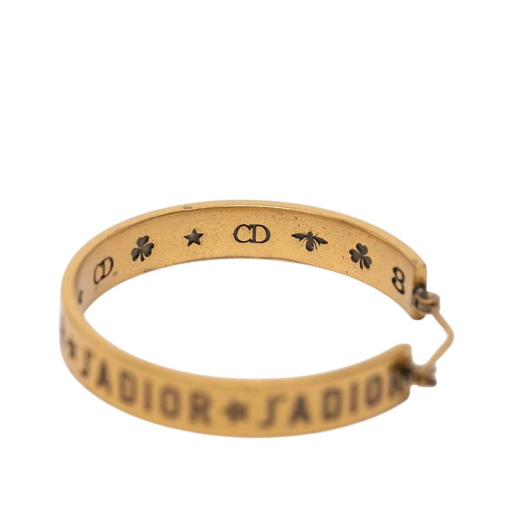 Dior Gold Plated J Adior Star Hoop Earrings Gold Metal Very good - Model View
