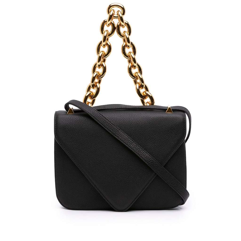 Bottega Veneta Small Leather Mount Envelope Chain Bag Black Leather Very good condition - Front View