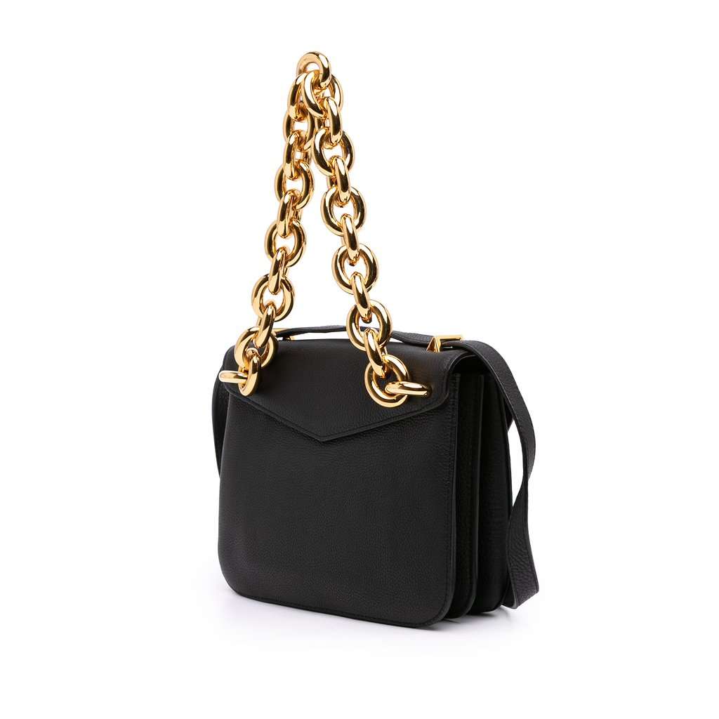 Bottega Veneta Small Leather Mount Envelope Chain Bag Black Leather Very good condition - Back View