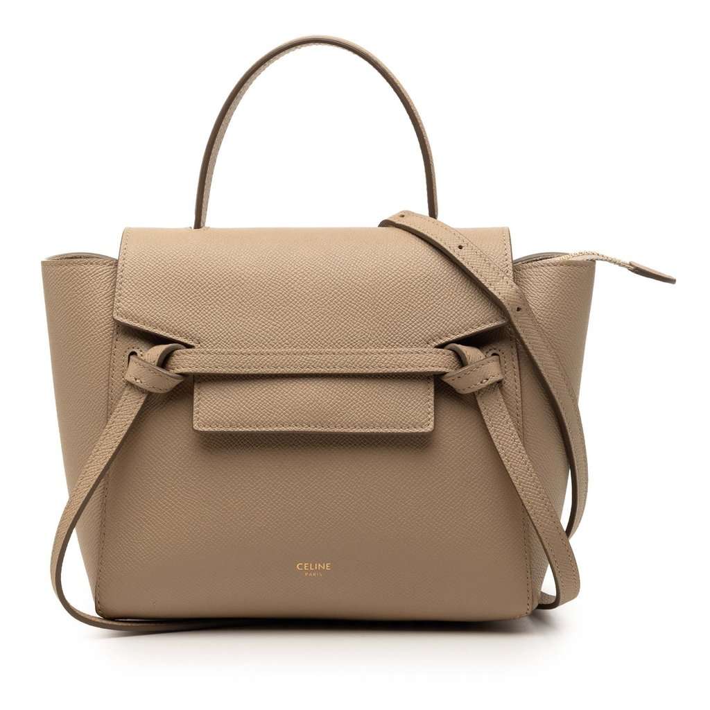 Celine Nano Grained Calfskin Belt Bag Beige Leather Very good condition - Front View