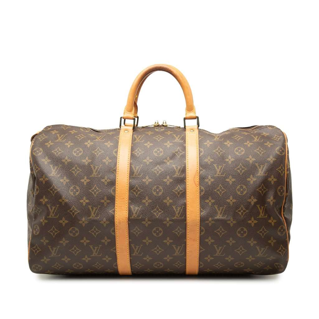 Louis Vuitton Monogram Keepall 50 Brown Good - Front View