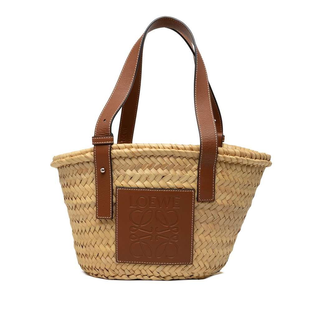 LOEWE Small Raffia Anagram Basket Tote Beige Very good - Front View