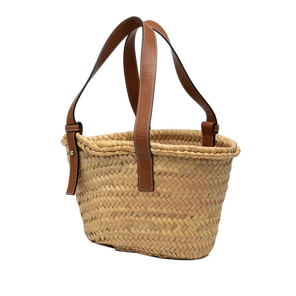 LOEWE Small Raffia Anagram Basket Tote Beige Very good - Back View
