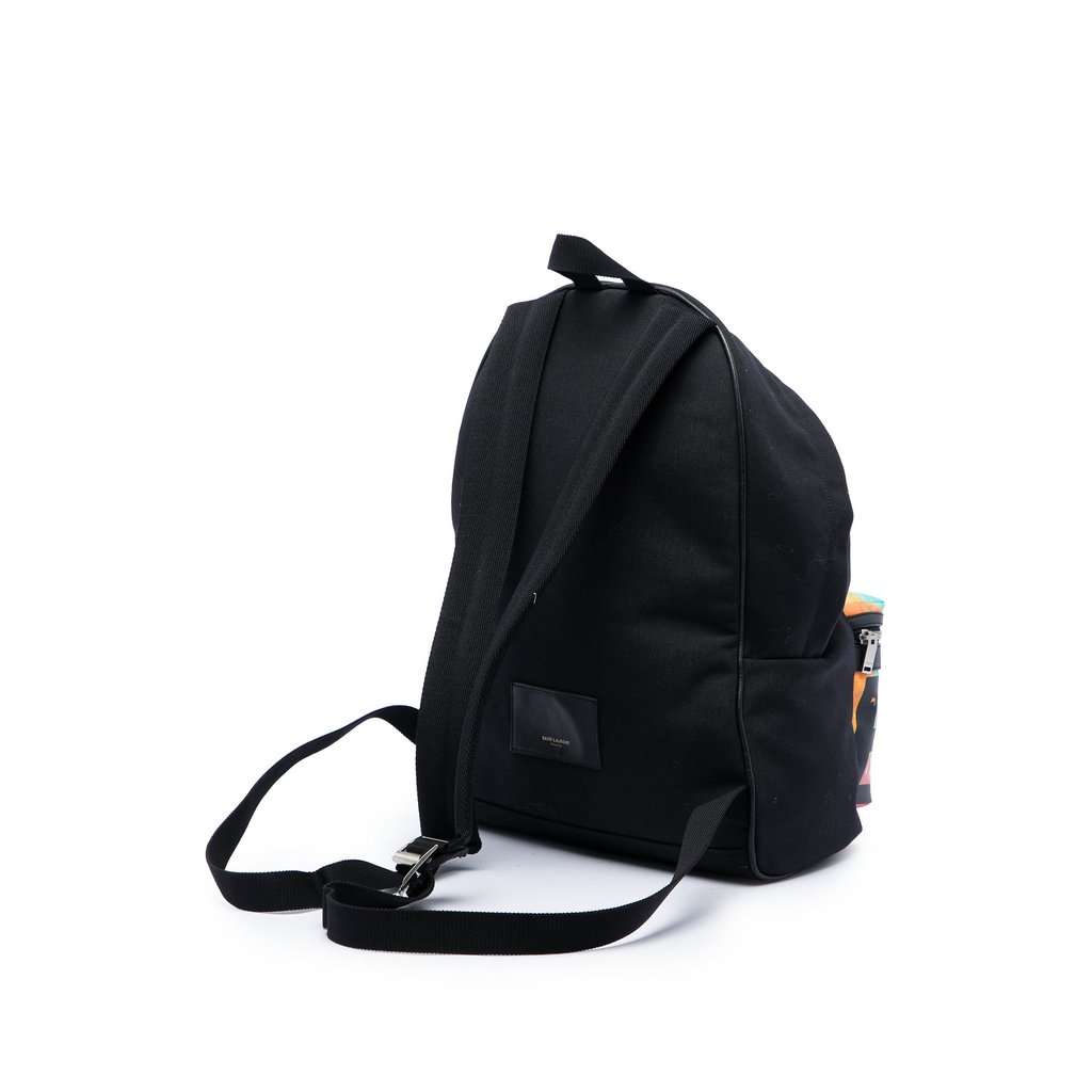 Saint Laurent Canvas Hunting Baby City Backpack Black Very good - Back View