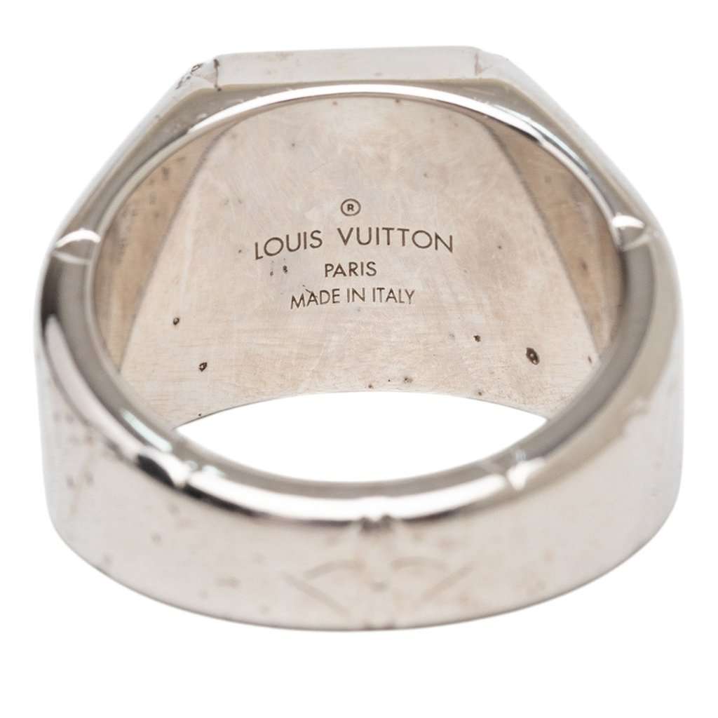 Louis Vuitton Brass Monogram Signet Ring M Silver Metal Very good - Inside View