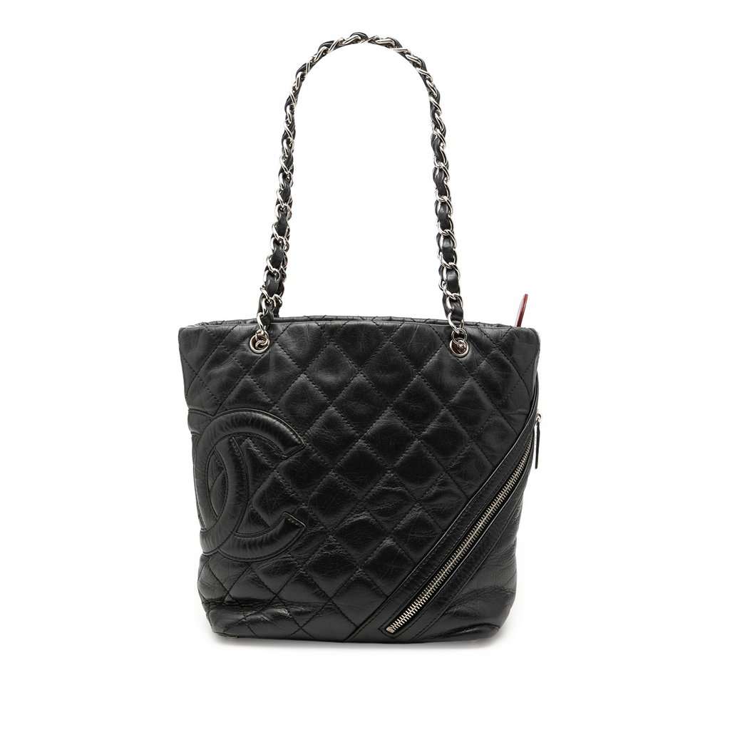 Chanel Small Quilted Aged Calfskin Cotton Club Tote Black Leather Very good - Front View