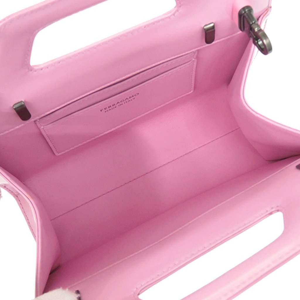 Salvatore Ferragamo Micro Brushed Calfskin Wanda Top Handle Bag Pink Leather Very good condition - Model View