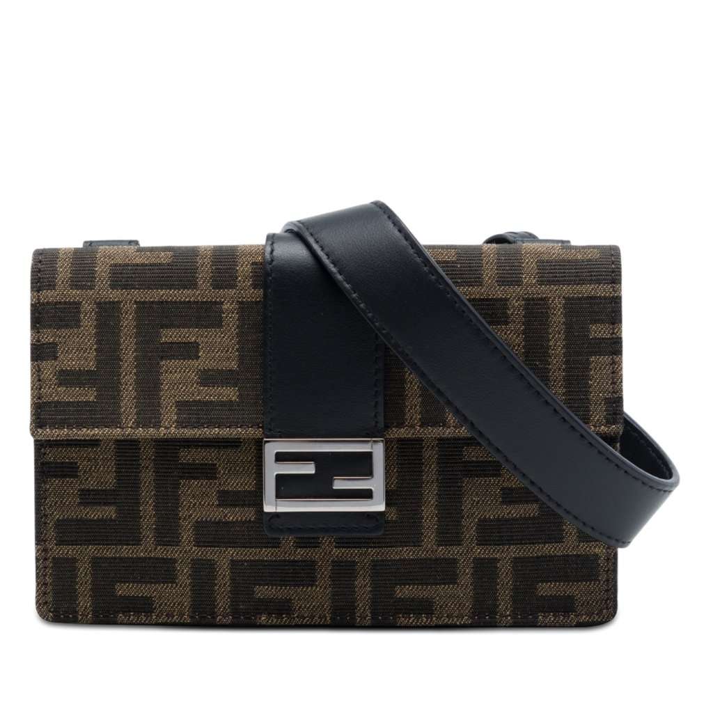 Fendi Zucca Canvas Convertible Baguette Pouch Brown Very good - Front View