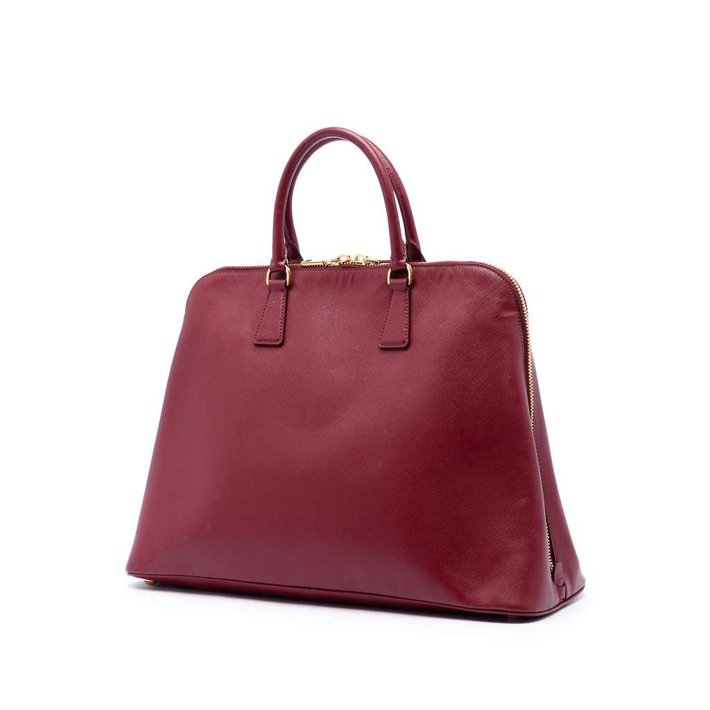Prada Extra Large Saffiano Lux Promenade Satchel Red Leather Very good condition - Back View