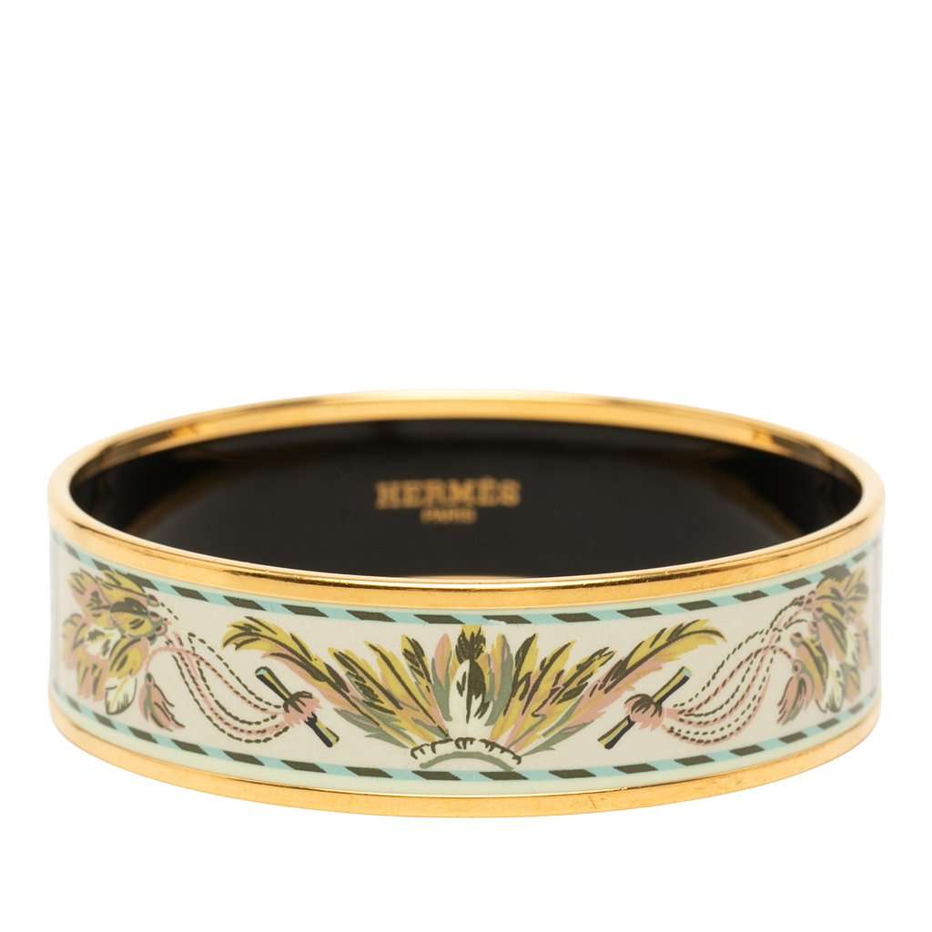 Hermès Wide Enamel Brazil Candeur Bangle 65 White Very good condition - Front View