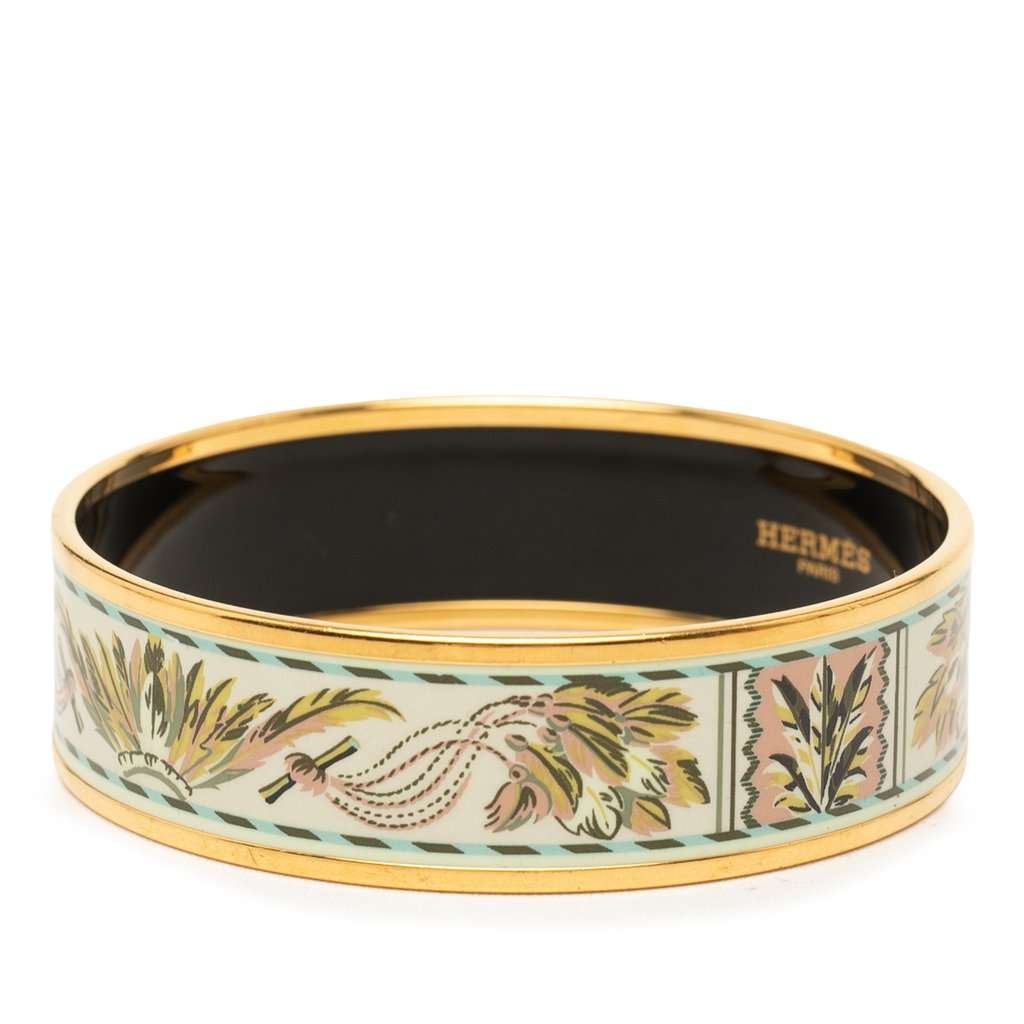Hermès Wide Enamel Brazil Candeur Bangle 65 White Very good condition - Back View