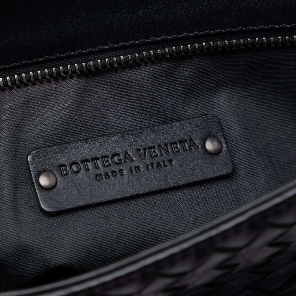 Bottega Veneta Intrecciato Nappa Flat Messenger Bag Black Leather Very good - Box View