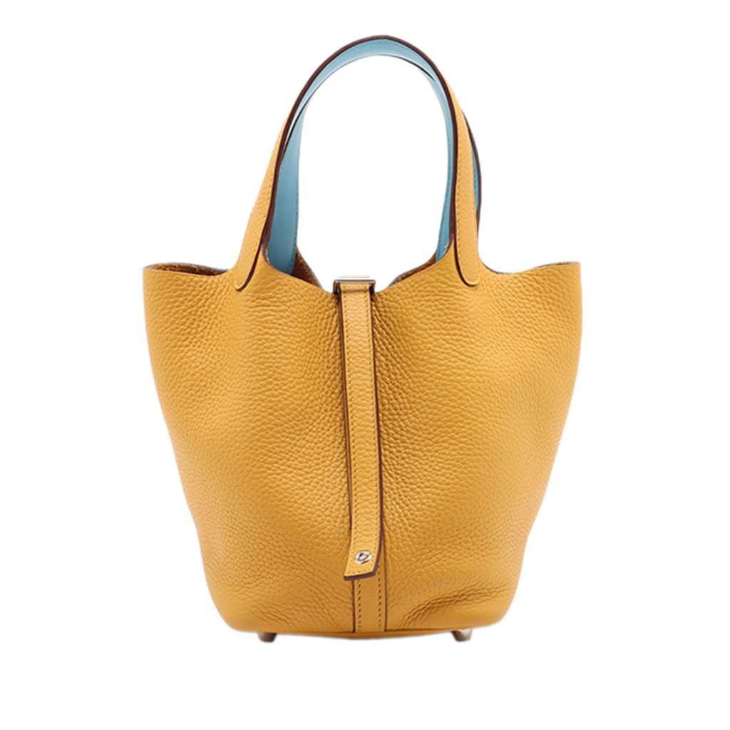 Hermès Clemence and Swift Picotin Lock 18 Eclat Yellow Leather Very good condition - Front View
