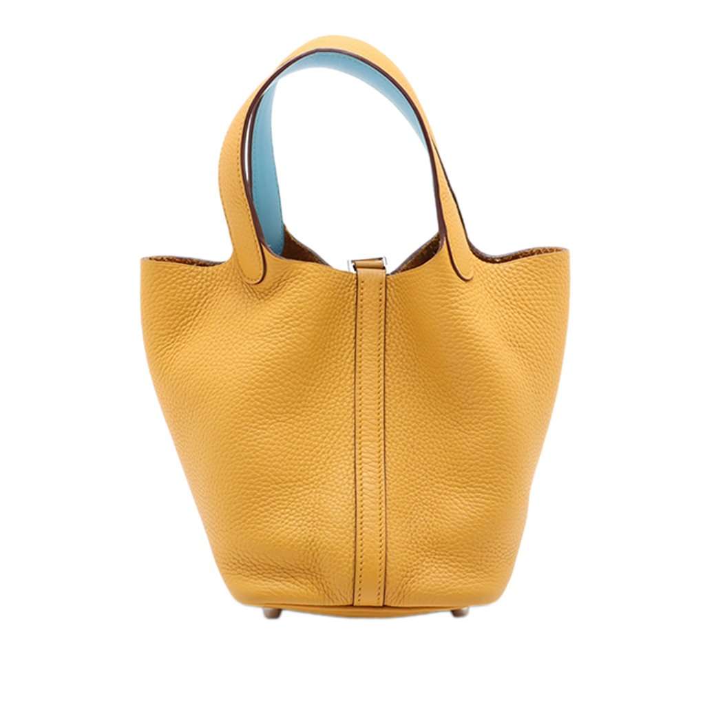 Hermès Clemence and Swift Picotin Lock 18 Eclat Yellow Leather Very good condition - Back View