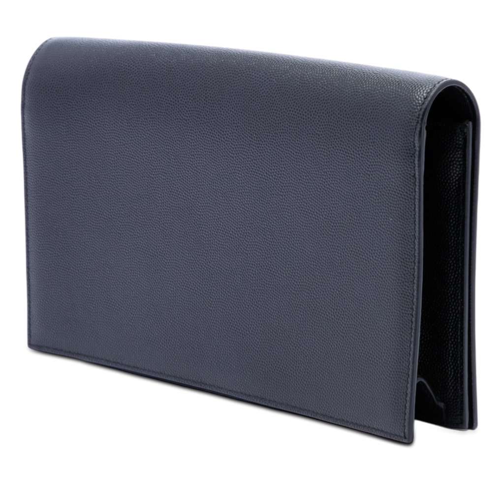 Saint Laurent Grain de Poudre Monogram Monochrome Kate Clutch Black Leather Very good condition - Back View