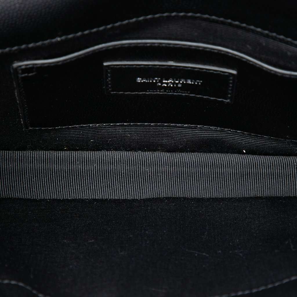 Saint Laurent Grain de Poudre Monogram Monochrome Kate Clutch Black Leather Very good condition - Model View
