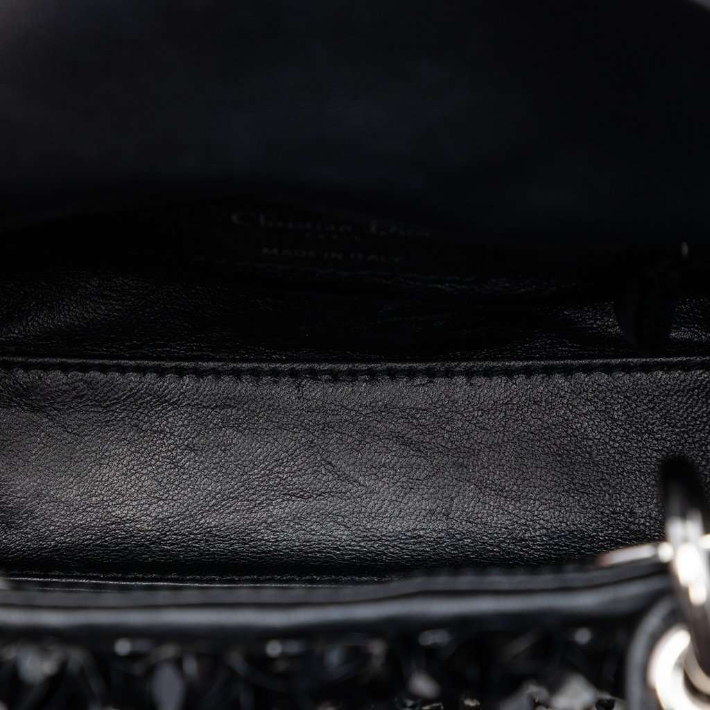 Dior Mini Canvas Bead and Sequin Embellished Lady Dior White Very good - Model View