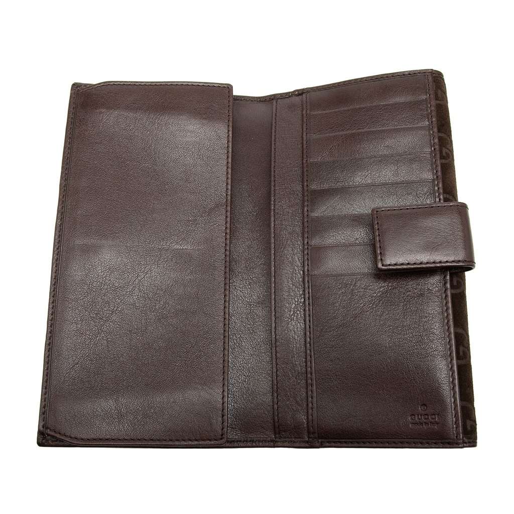 Gucci GG Suede Pelham Continental Long Wallet Brown Leather Very good condition - Model View