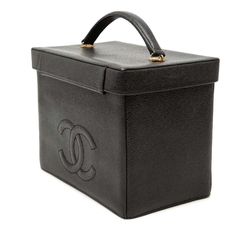 Chanel CC Caviar Vanity Box Case Black Leather Very good - Back View