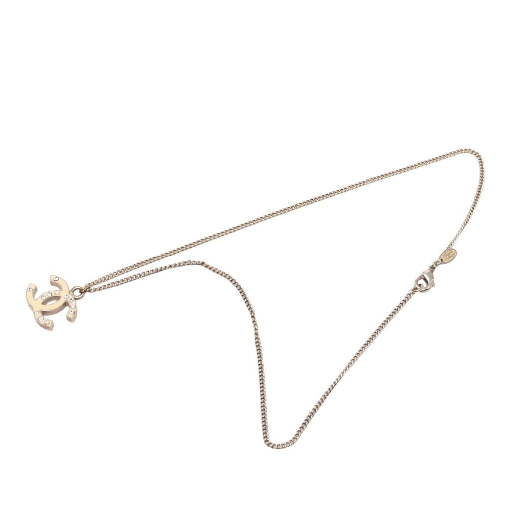 Chanel CC Gold Plated Enamel and Strass Pendant Necklace Gold Metal Very good condition - Front View