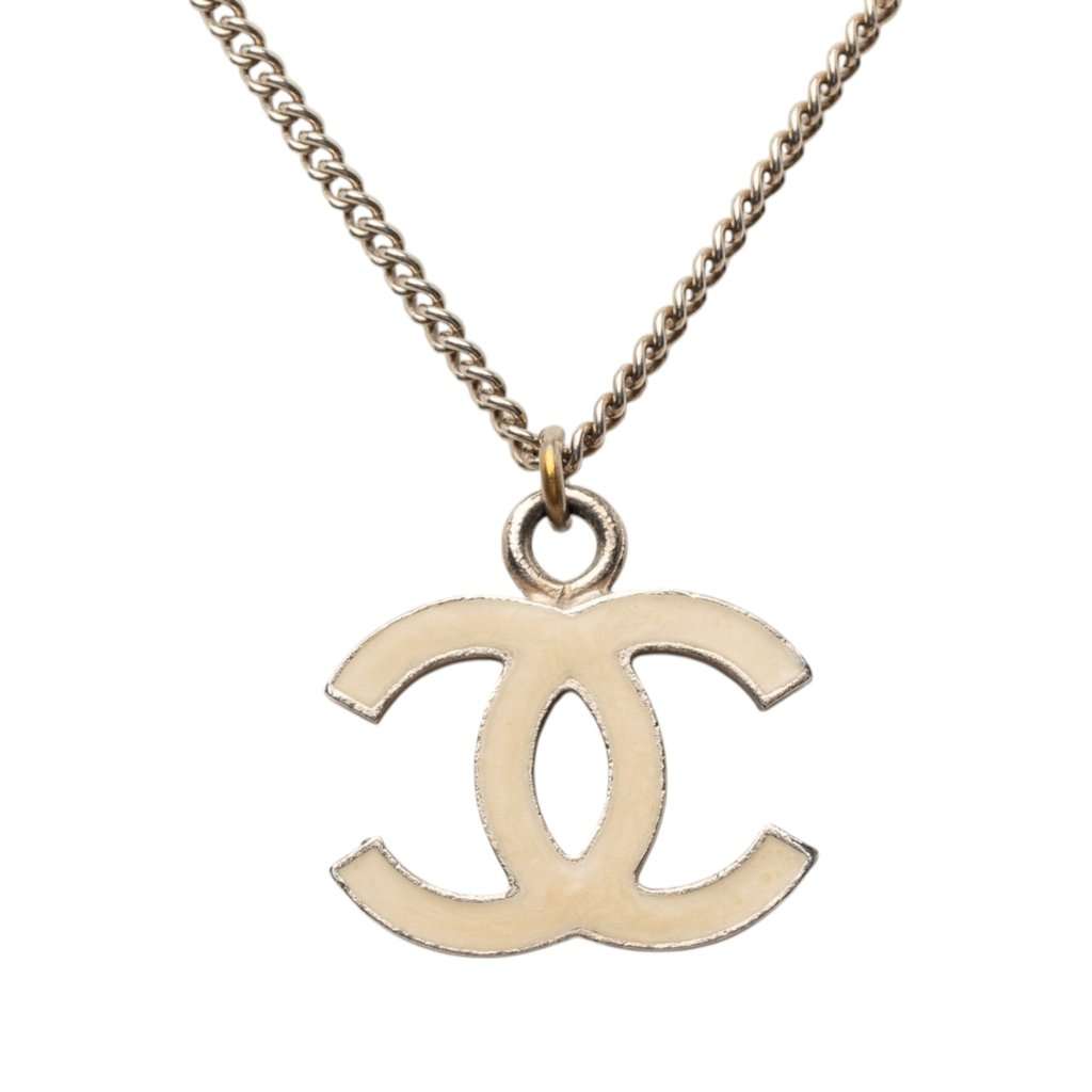 Chanel CC Gold Plated Enamel and Strass Pendant Necklace Gold Metal Very good condition - Inside View