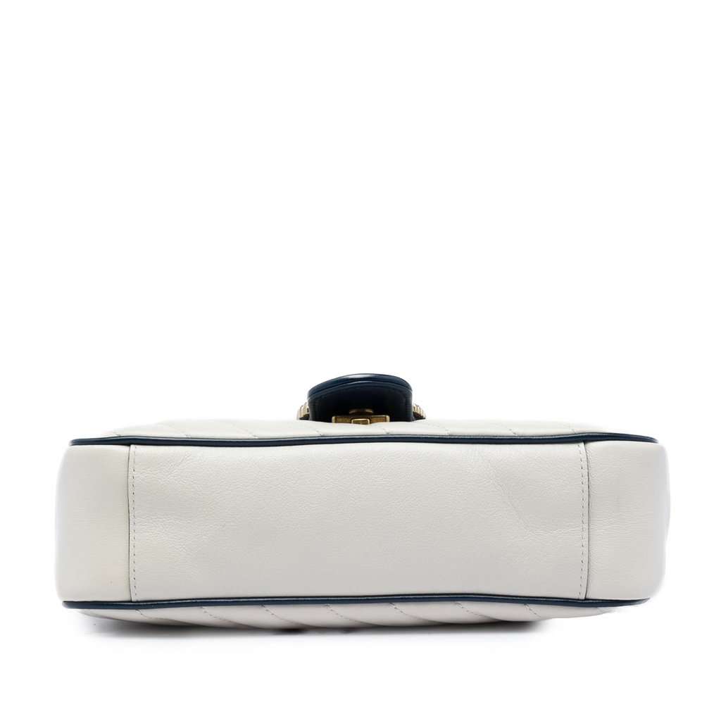 Gucci Medium GG Marmont Matelasse Diagonal Calfskin Torchon Shoulder Bag White Leather Very good condition - Inside View