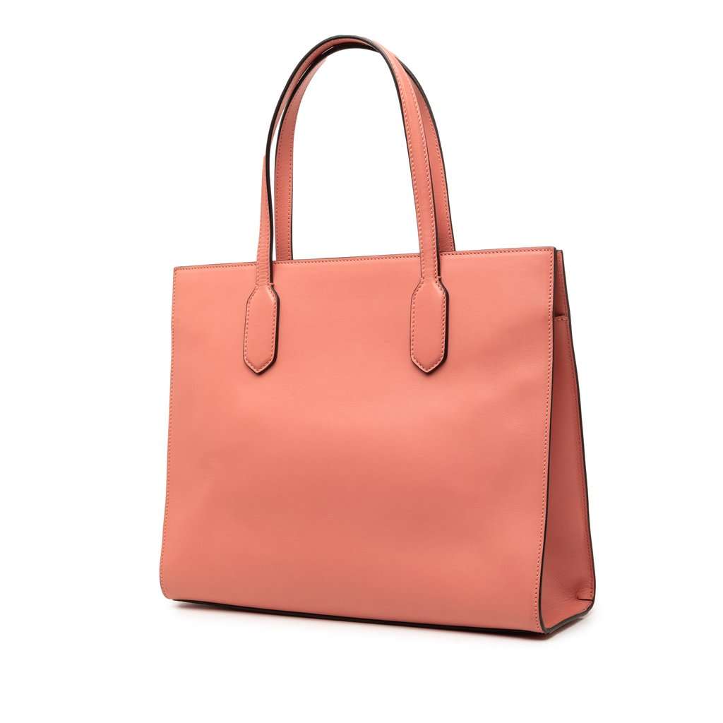 Gucci GG Marmont Calfskin Ribbon Tote Pink Leather Very good condition - Back View