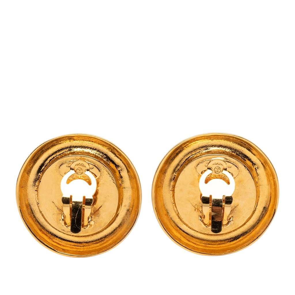 Chanel Gold Plated Faux Pearl 31 Rue Cambon Clip on Earrings Gold Metal Very good - Back View