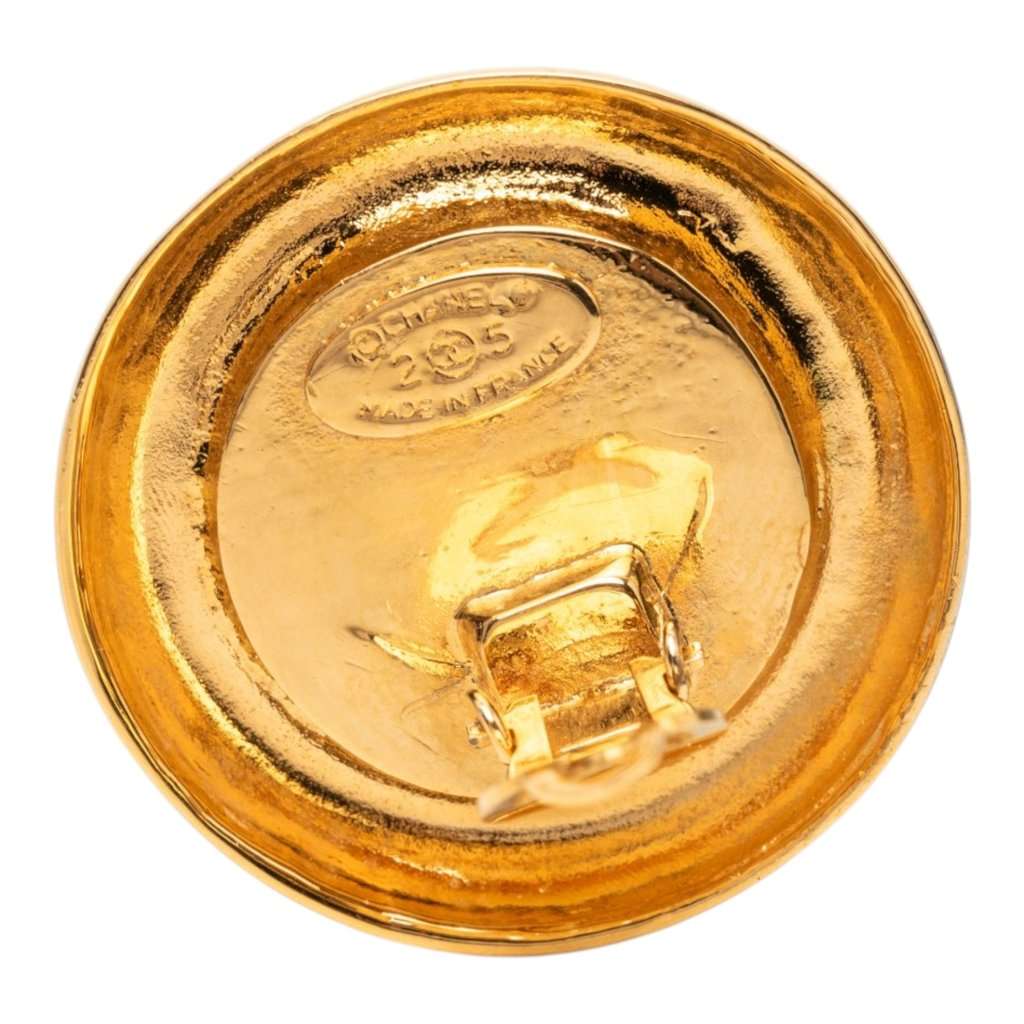Chanel Gold Plated Faux Pearl 31 Rue Cambon Clip on Earrings Gold Metal Very good - Inside View