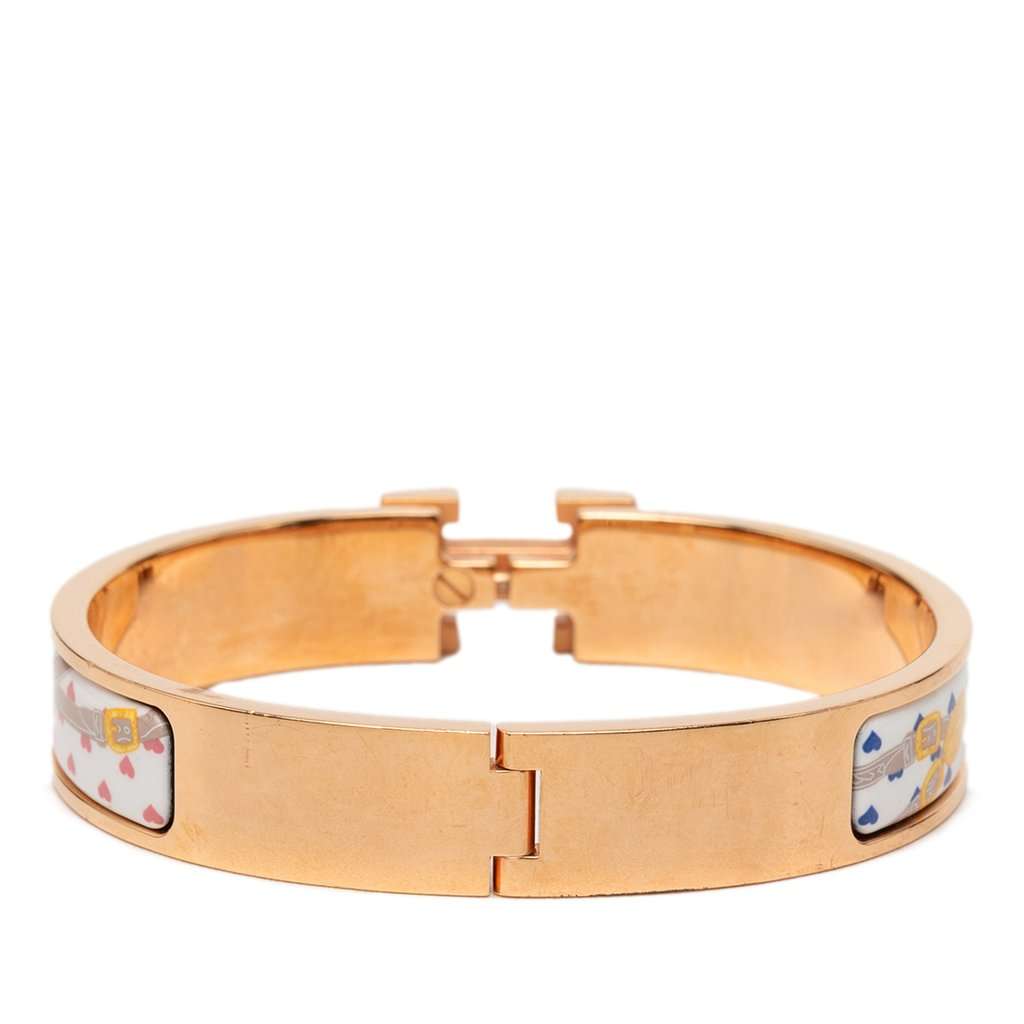 Hermès Narrow Enamel Brides de Gala Love Clic H Bracelet PM White Very good - Inside View