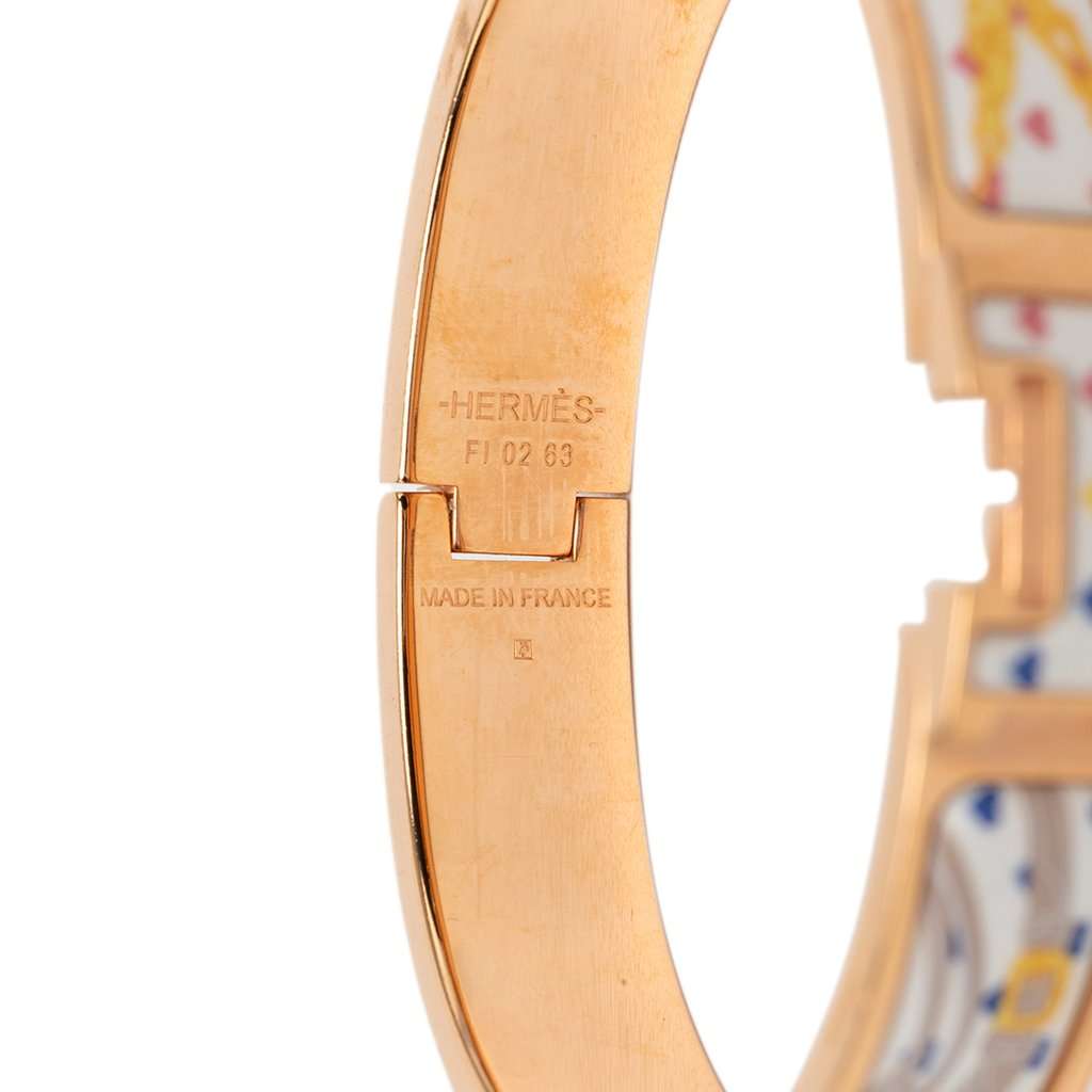 Hermès Narrow Enamel Brides de Gala Love Clic H Bracelet PM White Very good - Box View