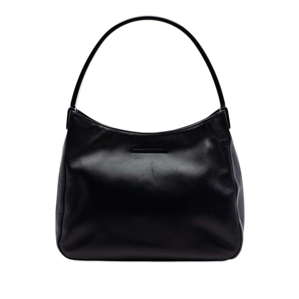 Prada Nappa Leather Shoulder Bag Black Leather Very good - Front View