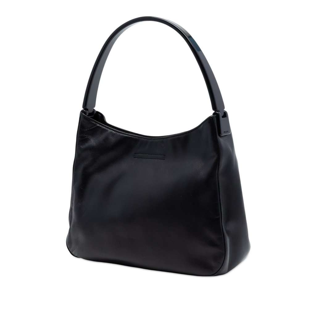 Prada Nappa Leather Shoulder Bag Black Leather Very good - Back View