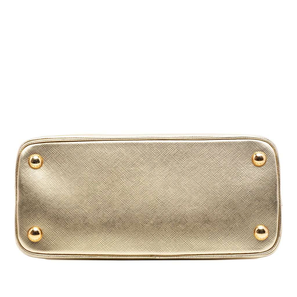 Prada Small Saffiano Lux Promenade Satchel Gold Leather Very good condition - Inside View
