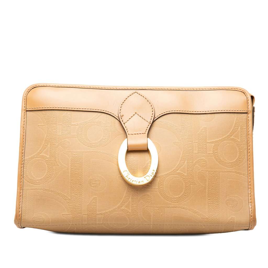 Dior Diorissimo Trotter Coated Canvas Clutch Brown Very good - Front View