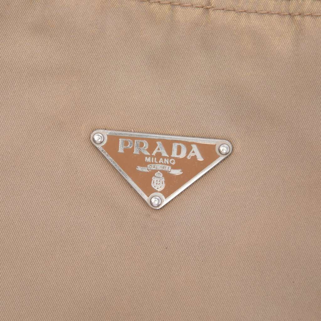 Prada Saffiano Trimmed Tessuto Shoulder Bag Brown Very good - Box View