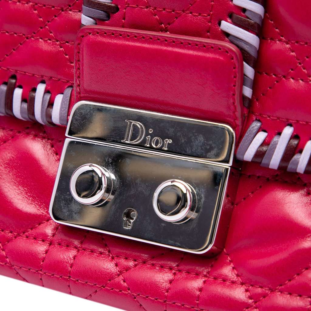 Dior Lambskin Cannage New Lock Whipstitch Chain Flap Pink Leather Very good condition - Box View