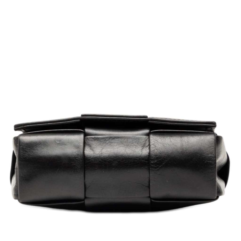 Bottega Veneta Candy Paper Calfskin Intrecciato Cassette Crossbody Black Leather Very good - Inside View