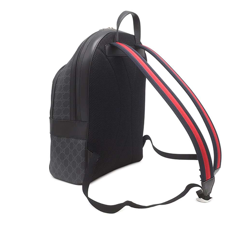 Gucci GG Supreme Web Backpack Black Very good condition - Back View