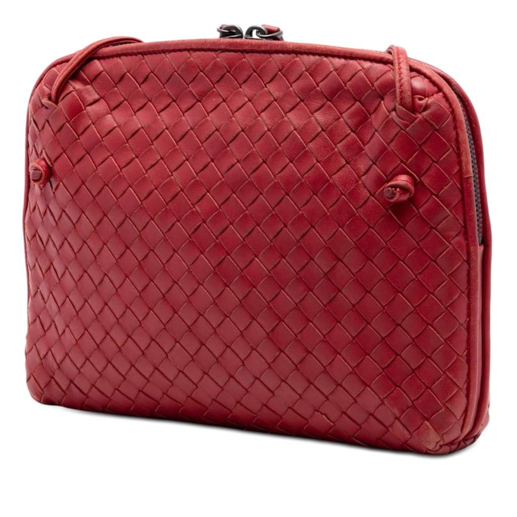 Bottega Veneta Nappa Intrecciato Nodini Crossbody Red Leather Very good condition - Back View