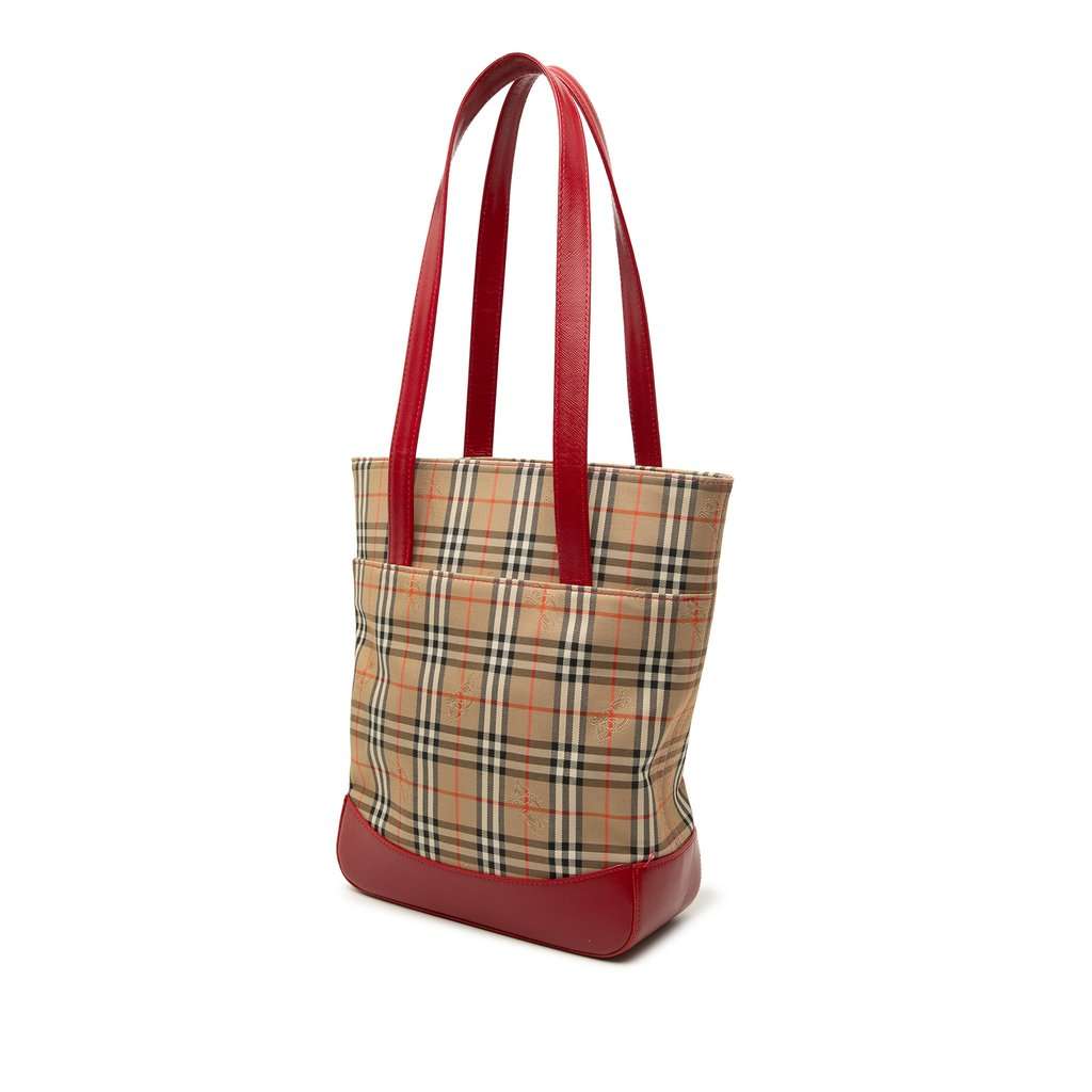 Burberry Haymarket Check Canvas Tote Beige Very good - Back View