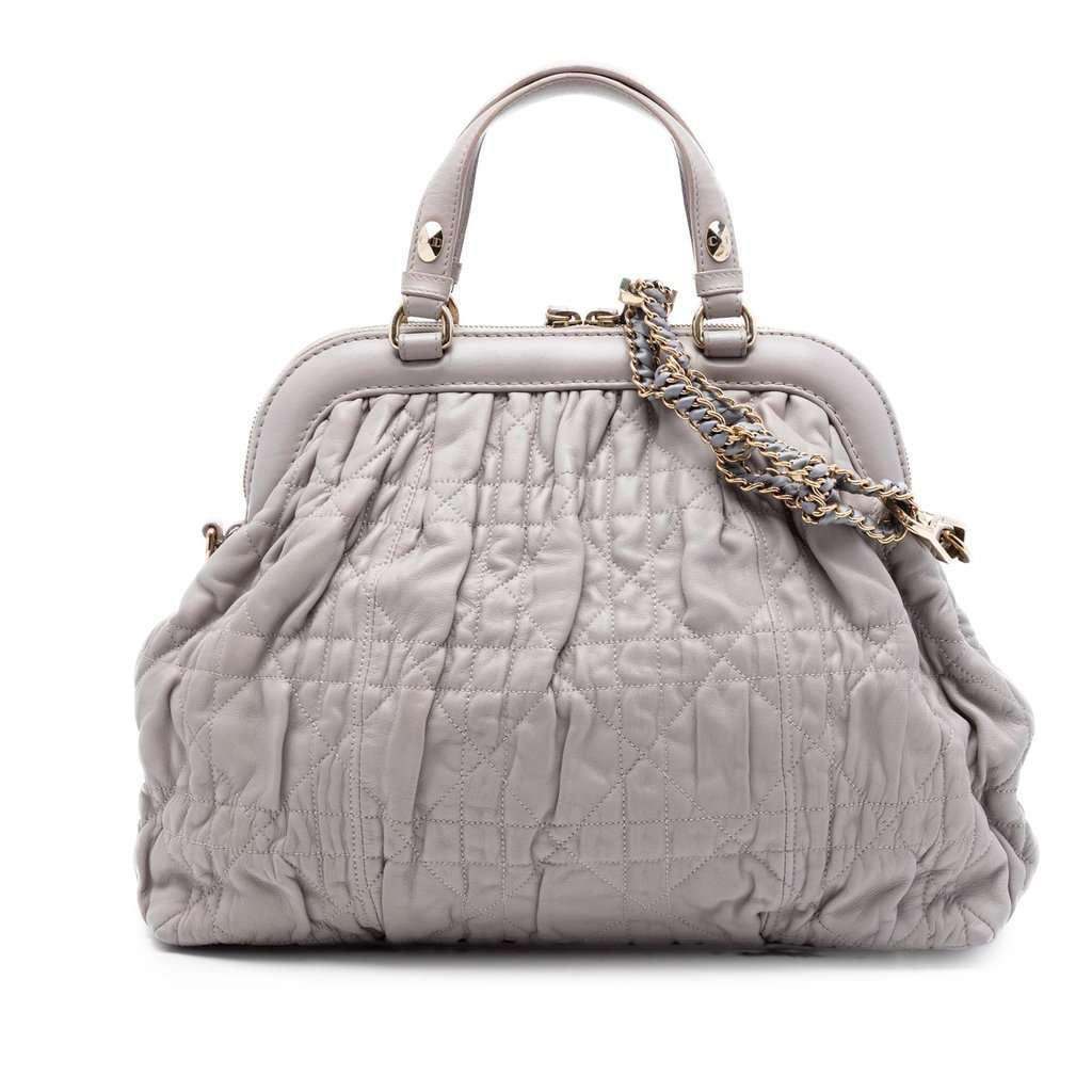 Dior Lambskin Gaufre Cannage Delices Frame Satchel MultiColor Leather Very good condition - Front View