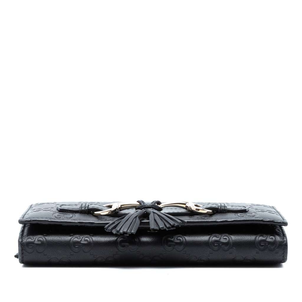 Gucci Guccissima Emily Wallet On Chain Black Leather Very good condition - Inside View