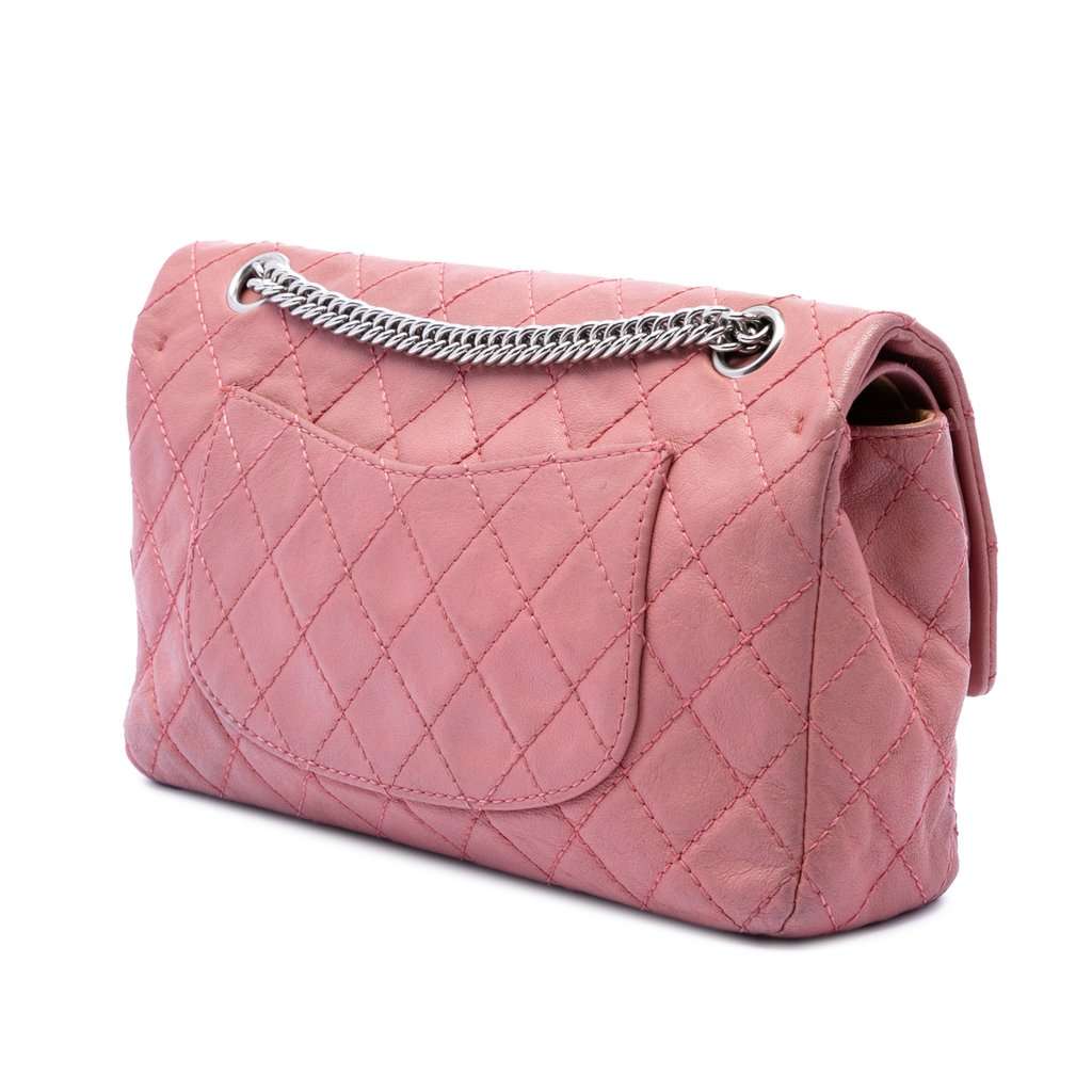 Chanel Medium Classic Washed Lambskin Bijoux Chain Double Flap Pink Leather Very good - Back View